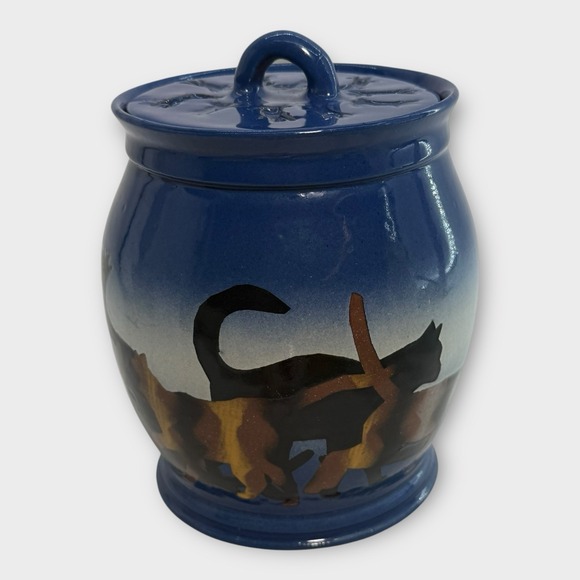 Vaughan L Smith Cat Silhouette Lidded Jar 1993 Westcote Bell Pottery Signed